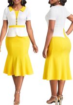 This Sexy Fashion Solid Color Short Sleeve Career Women's Dress Design Made Of High End Polyster And Spandex Material