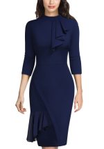 This Sexy Fashion Solid Round Neck Women's Dress Design Made Of High Quality Polyster And Spandex Material. It Come With Good Stretch And Wearing Comfortable. Women¡¯s Midi Dresses Is Omnipotent And Suit For All Kinds Of Occasions - Daily Wear