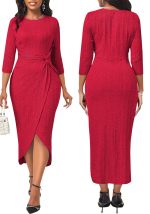 This Sexy Fashion Three Quarter Sleeve Women's Dress Design Made Of High Quality Polyster And Spandex Material. It Come With Good Stretch And Wearing Comfortable. Women¡¯s Midi Dresses Is Omnipotent And Suit For All Kinds Of Occasions - Daily Wear