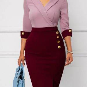 This Sexy Fashion Two-Tone Patchwork Women's Dress Design Made Of High End Polyster And Spandex Material