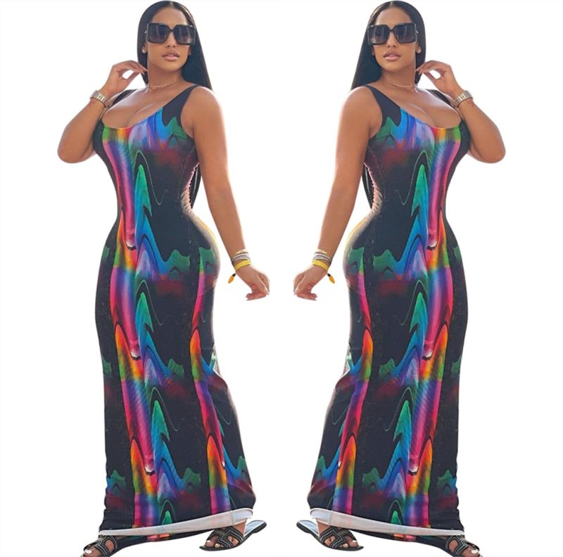 This Sexy Ladies Summer Fashion Print Slim Fit Low Cut Sexy Long Dress Design Made Of High Quality Polyster And Spandex Material. It Come With Good Stretch And Wearing Comfortable And Feeling Freedom. The Tight And Fitted Dress Is The Most Popular Options From Party Girls. Shop Bodycon Dresses At Global Lover And Find Amazing Designs Sequins