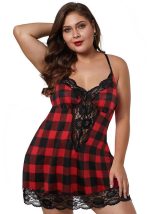 This Sexy Lingerie Sexy Plus Size Plaid Straps Nightdress Made Of Durable And Elastic Material. Women¡¯s Plus Size Wholesale Lingerie At Global Lover Pay More Attention To The Novelty And Uniqueness Of Styles. We Offer Huge Selections Of Sexy Plus Size Lingerie Xl