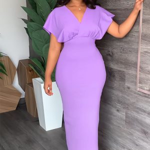 This Sexy Low Back High Waist Slim Chic Women's Slit Evening Dress Design Made Of High Quality Polyster And Spandex Material