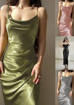 This Sexy Low Cut Satin Slit Strap Dress Slim Fit Low Back Maxi Dress Design Made Of High Quality Polyster And Spandex Material. It Come With Good Stretch And Wearing Comfortable And Feeling Freedom. The Tight And Fitted Dress Is The Most Popular Options From Party Girls. Shop Bodycon Dresses At Global Lover And Find Amazing Designs Sequins