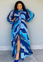 This Sexy Nightclub Trend Cardigan Buttons Long Sleeve Print Dress Made Of Soft And Elastic Fabric. Global Lover Wholesale Plus Size Dresses And Hope Curvy Ladies Find Here a Warm And Exciting Place To Shop Affordable Curvy Dresses Online - Plus Size Casual