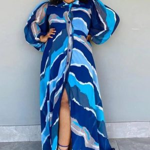 This Sexy Nightclub Trend Cardigan Buttons Long Sleeve Print Dress Made Of Soft And Elastic Fabric. Global Lover Wholesale Plus Size Dresses And Hope Curvy Ladies Find Here a Warm And Exciting Place To Shop Affordable Curvy Dresses Online - Plus Size Casual