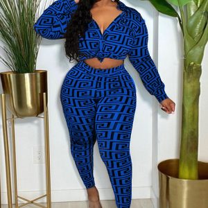 This Sexy Plus Size Print Long Sleeve Two-Piece Pants Set Nightclub Clothes Design And Made Of Comfortable And Elastic Fabric. Wholesale Plus Size Two Piece Sets Is a Must-Have Item For Curvy Ladies. Two Piece Sets Can Either Be Worn Together Or Individually