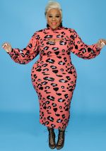 This Sexy Plus Size Women's Spring Leopard Print Puff Sleeve Dress Made Of Soft And Elastic Fabric. Global Lover Wholesale Plus Size Dresses And Hope Curvy Ladies Find Here a Warm And Exciting Place To Shop Affordable Curvy Dresses Online - Plus Size Casual