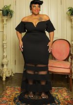 This Sexy See-Through Fashion v Neck Short Flare Sleeves Plus Size Maxi Dress Made Of Soft And Elastic Fabric. Global Lover Wholesale Plus Size Dresses And Hope Curvy Ladies Find Here a Warm And Exciting Place To Shop Affordable Curvy Dresses Online - Plus Size Casual