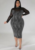 This Sexy See-Through Patchwork Nigh Club v-Neck Long Sleeve Women's Plus Size Dress Made Of Soft And Elastic Fabric. Global Lover Wholesale Plus Size Dresses And Hope Curvy Ladies Find Here a Warm And Exciting Place To Shop Affordable Curvy Dresses Online - Plus Size Casual