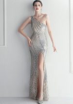 This Sexy Sequins One Shoulder Slash Shoulder Formal Party Evening Dress Design Made Of Good Quality Polyster And Spandex Material