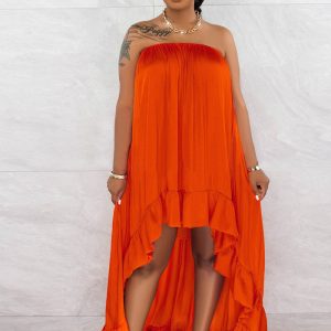 This Sexy Silk Satin Strapless Sleeveless Lace Dress Clubwear Made Of Soft And Elastic Fabric. Global Lover Wholesale Plus Size Dresses And Hope Curvy Ladies Find Here a Warm And Exciting Place To Shop Affordable Curvy Dresses Online - Plus Size Casual