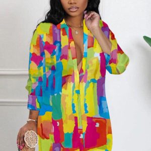 This Sexy Slim Cardigan Button Down Long Sleeve Turndown Collar Jacket Top Made Of Comfortable And Elastic Fabric. It Is Wholesale Sexy Plus Size Tops For Women. With The Gradual Rise Of Feminist Awareness