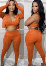 This Sexy Slim Lace-Up Tank Top Three-Piece Clubwear Design And Made Of Comfortable And Elastic Fabric. Wholesale Plus Size Two Piece Sets Is a Must-Have Item For Curvy Ladies. Two Piece Sets Can Either Be Worn Together Or Individually