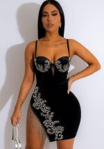 This Sexy Sling Slim Slit Beaded Fringe Dress Design Made Of High Quality Polyster And Spandex Material