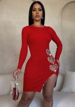 This Sexy Solid Color Long Sleeve Heart Beaded Dress Design Made Of High Quality Polyster And Spandex Material. It Come With Good Stretch And Wearing Comfortable And Feeling Freedom. The Tight And Fitted Dress Is The Most Popular Options From Party Girls. Shop Bodycon Dresses At Global Lover And Find Amazing Designs Sequins