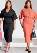 This Sexy Solid Wrap v-Neck Short Sleeve Plus Size Midi Dress Made Of Soft And Elastic Fabric. Global Lover Wholesale Plus Size Dresses And Hope Curvy Ladies Find Here a Warm And Exciting Place To Shop Affordable Curvy Dresses Online - Plus Size Casual