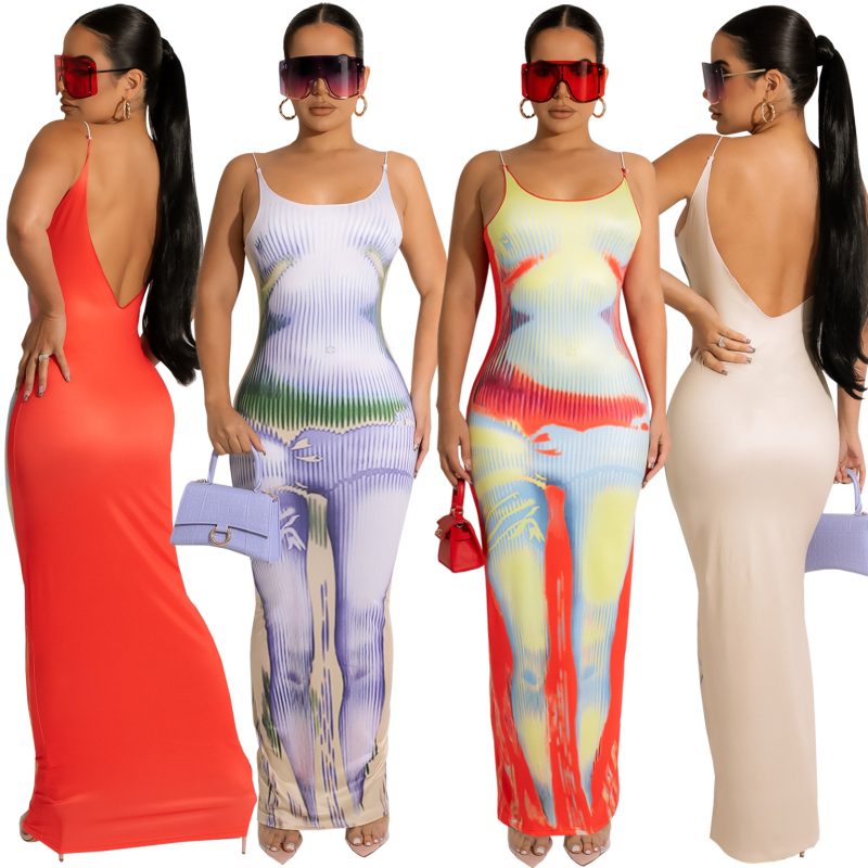 This Sexy Straps Elegant Print Backless Dress Design Made Of High Quality Polyster And Spandex Material. Print Dresses Is More Interesting And Stylish. Print Maxi Dresses Is One Of The Popular Item For Islander Vocations. Women¡¯s Print Dresses At Global Lover Comes With Forever Floral