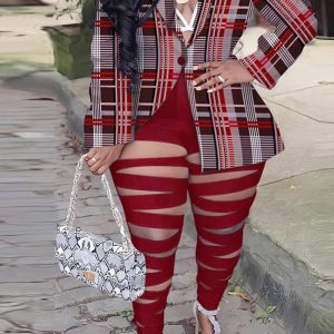 This Sexy Turndown Collar Jacket Slim Cutout Pants Plus Size Two-Piece Nightclub Set Design And Made Of Comfortable And Elastic Fabric. Wholesale Plus Size Two Piece Sets Is a Must-Have Item For Curvy Ladies. Two Piece Sets Can Either Be Worn Together Or Individually