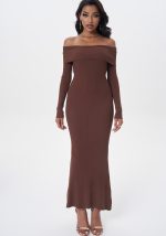 This Sexy Turndown Collar Off Shoulder Knittingwomen's Stretch Slim Waist Fishtail Long Dress Combine The Warm And Fashion. It Is a Must-Have Item For This Winter. Sweater Dresses For Women At Global Lover Comes For Different Occasions - Daily Life