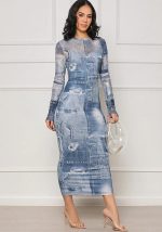 This Sexy Women's Slim Denim Graphic Print Bodycon Long Dress Design Made Of High Quality Polyster And Spandex Material. Print Dresses Is More Interesting And Stylish. Print Maxi Dresses Is One Of The Popular Item For Islander Vocations. Women¡¯s Print Dresses At Global Lover Comes With Forever Floral