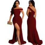 This Sexy Fashion Nightclub Wrap Chest Slit Women's Dress Design Made Of Good Quality Polyster And Spandex Material