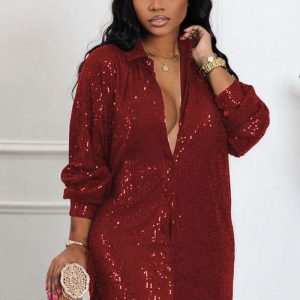 This Sexy Sequin Shirt Dress Made Of Soft And Elastic Fabric. Global Lover Wholesale Plus Size Dresses And Hope Curvy Ladies Find Here a Warm And Exciting Place To Shop Affordable Curvy Dresses Online - Plus Size Casual