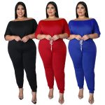 This Short Sleeve Jumpsuit Women's Drawstring High Waist Slim Fit One-Piece Solid Track Pants Design Made Of High Quality Polyster And Spandex Material. It Is Stretchy