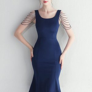 This Short Beaded Bridesmaid Exhibition Etiquette Short Dress Design Made Of Good Quality Polyster And Spandex Material