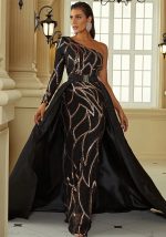 This Solid Sequined Slash Shoulder Formal Party Long Evening Gown Design Made Of Good Quality Polyster And Spandex Material