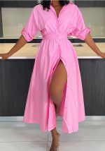 This Spring And Autumn Women's Fashion Chic Solid Color Slim Waist Long Sleeve Maxi Dress Design Made Of High Quality Polyster And Spandex Material. It Come With Good Stretch And Wearing Comfortable. Women¡¯s Midi Dresses Is Omnipotent And Suit For All Kinds Of Occasions - Daily Wear