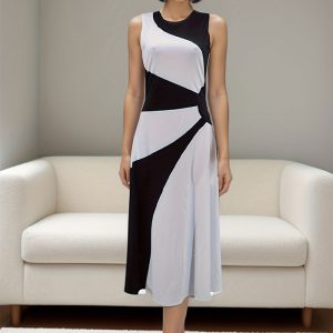 This Spring And Autumn Women's Sleeveless Casual Long Dress Design Made Of High Quality Polyster And Spandex Material. It Is Stretchy