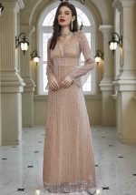 This Spring And Summer Women's v-Neck Long-Sleeved Dress Design Made Of Good Quality Polyster And Spandex Material