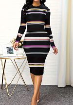 This Spring And Winter Round Neck Striped Long-Sleeved Knitting Dress For Women Combine The Warm And Fashion. It Is a Must-Have Item For This Winter. Sweater Dresses For Women At Global Lover Comes For Different Occasions - Daily Life