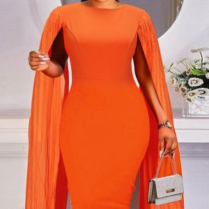 This Spring Chic Round Neck Patchwork Pleated Sleeve Bodycon Pencil Dress Made Of Soft And Elastic Fabric. Global Lover Wholesale Plus Size Dresses And Hope Curvy Ladies Find Here a Warm And Exciting Place To Shop Affordable Curvy Dresses Online - Plus Size Casual