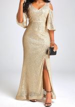 This Spring Chic Sequin Formal Party Evening Dress Design Made Of Good Quality Polyster And Spandex Material