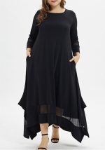 This Spring Fall Plus Size Mesh Patchwork Dress Round Neck 3/4 Sleeve Maxi Dress Made Of Soft And Elastic Fabric. Global Lover Wholesale Plus Size Dresses And Hope Curvy Ladies Find Here a Warm And Exciting Place To Shop Affordable Curvy Dresses Online - Plus Size Casual