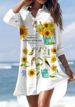 This Spring Fashion Romantic Printed Irregular Pocket Shirt Mini Dress Design Made Of High Quality Polyster And Spandex Material. It Is Stretchy