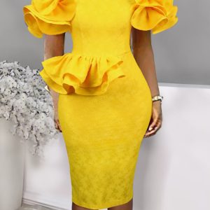 This Spring Lace Sleeveless Ruffle Off Shoulder Formal Party Dresses Design Made Of Good Quality Polyster And Spandex Material