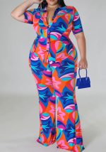 This Spring Ladies Print Plus Size Short Sleeve Shirt Trousers Casual Ladies Set Design And Made Of Comfortable And Elastic Fabric. Wholesale Plus Size Two Piece Sets Is a Must-Have Item For Curvy Ladies. Two Piece Sets Can Either Be Worn Together Or Individually