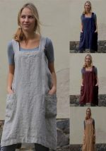 This Spring Linen Apron Long Apron Loungewear Loose Long Dress Design Made Of High Quality Polyster And Spandex Material. It Is Stretchy