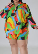 This Spring Print Turndown Collar Plus Size Shirt Shorts Casual Ladies Two Piece Set Design And Made Of Comfortable And Elastic Fabric. Wholesale Plus Size Two Piece Sets Is a Must-Have Item For Curvy Ladies. Two Piece Sets Can Either Be Worn Together Or Individually