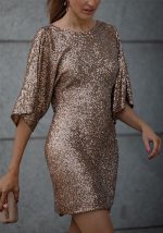 This Spring Quarter Sleeve Dress Casual Loose Sequined Party Dress For Women Design Made Of High Quality Polyster And Spandex Material. It Is Stretchy