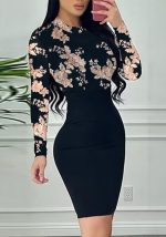 This Spring Round Neck Printed Slim Waist Long Sleeve Midi Bodycon Dress Design Made Of High Quality Polyster And Spandex Material. It Come With Good Stretch And Wearing Comfortable. Women¡¯s Midi Dresses Is Omnipotent And Suit For All Kinds Of Occasions - Daily Wear