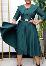 This Spring Solid Color Chic Elegant And Fashionable a-Line Plus Size African Dress Design Made Of High Quality Polyster And Spandex Material. It Come With Good Stretch And Wearing Comfortable. Women¡¯s Midi Dresses Is Omnipotent And Suit For All Kinds Of Occasions - Daily Wear