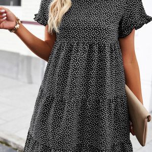 This Spring Summer Chic Casual Holidays Print Dress Design Made Of High Quality Polyster And Spandex Material. It Is Stretchy