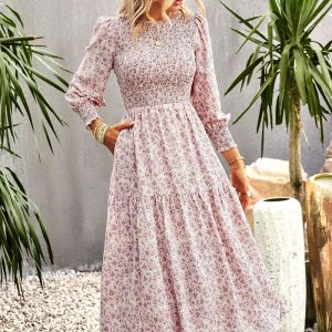 This Spring Summer Chic Slim Waist Print Casual Holidays Women Dress Design Made Of High Quality Polyster And Spandex Material