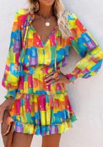 This Spring Summer Long Sleeve v Neck Fashion Print Slim Waist Dress For Women Design Made Of High Quality Polyster And Spandex Material. Print Dresses Is More Interesting And Stylish. Print Maxi Dresses Is One Of The Popular Item For Islander Vocations. Women¡¯s Print Dresses At Global Lover Comes With Forever Floral