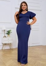 This Spring Summer Plus Size Ladies Formal Party Evening Dress v-Neck Low Back Sexy Puff Sleeve Dress Made Of Soft And Elastic Fabric. Global Lover Wholesale Plus Size Dresses And Hope Curvy Ladies Find Here a Warm And Exciting Place To Shop Affordable Curvy Dresses Online - Plus Size Casual