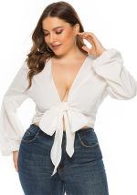 This Spring Summer Plus Size Mm Ladies Style Short Strapless Solid Color Long Sleeve Sexy Blouse Made Of Comfortable And Elastic Fabric. It Is Wholesale Sexy Plus Size Tops For Women. With The Gradual Rise Of Feminist Awareness